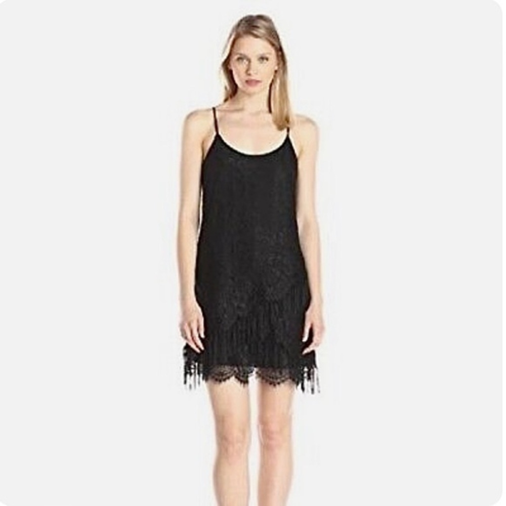 ✨NWT Sam Edelman Bohemian Rhapsody Lace Dress Medium Fringe Flapper Black✨